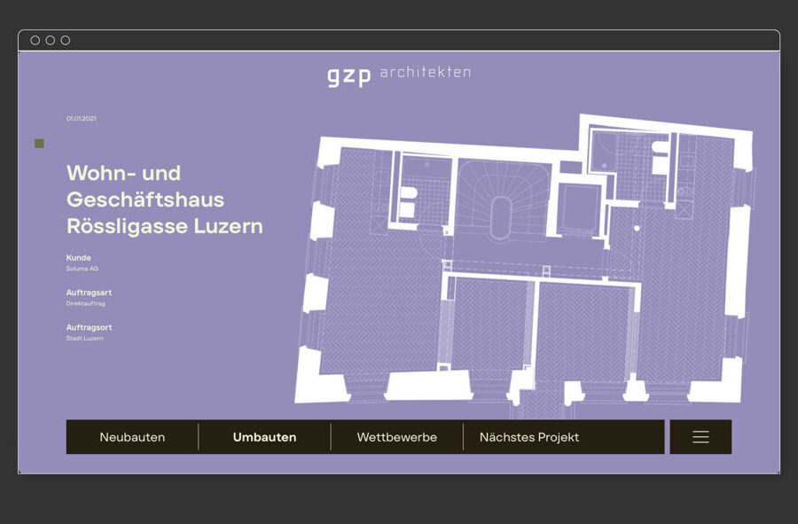 GZP Architekten, Webdesign, Project